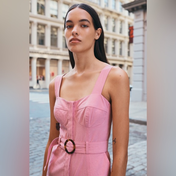 Zara Fitted Jumpsuit with Belt Chalk Pink REF 3564/094 - Picture 3 of 4